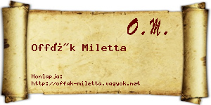 Offák Miletta névjegykártya